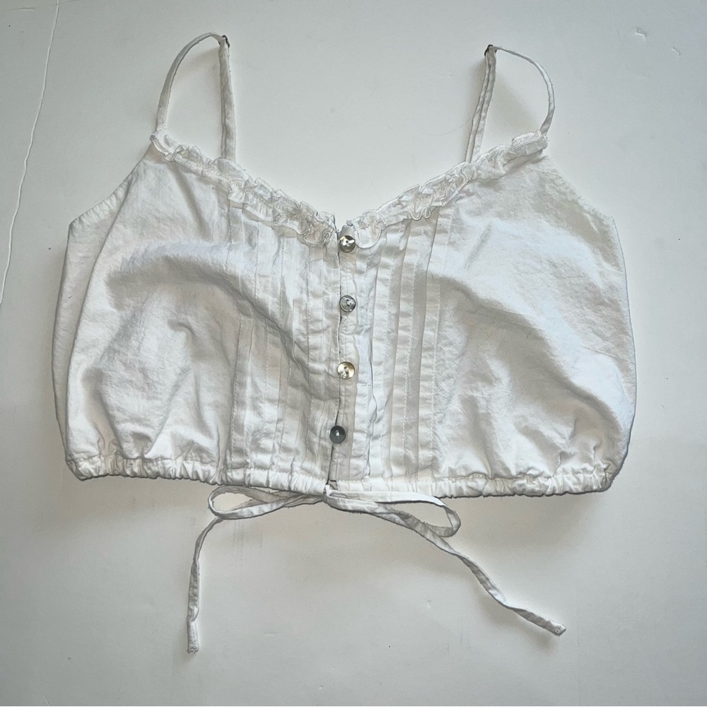 White Button-Up Crop Top